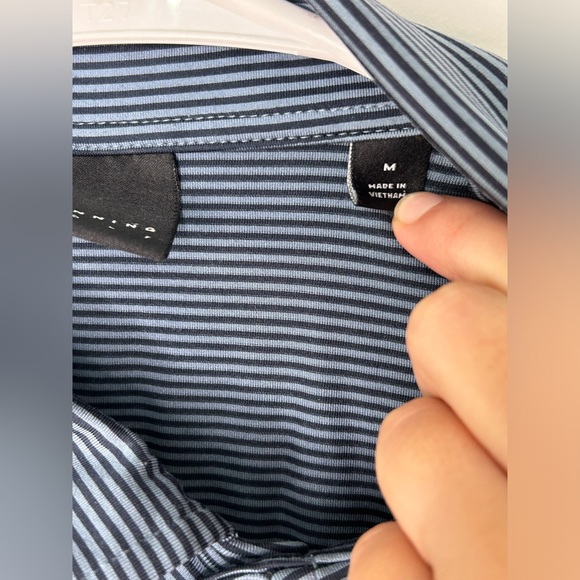 Dunning Golf Polo Shirt Men’s Medium Short Sleeve Blue Striped EUC - Picture 3 of 5